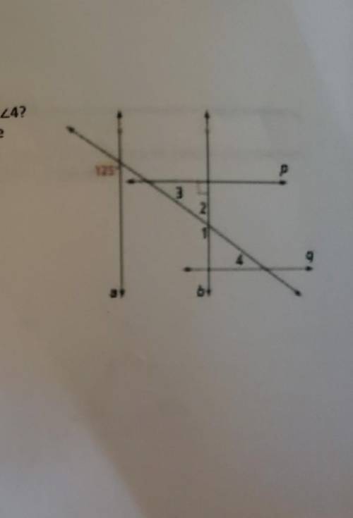 In the diagram a // b. for line p and q to be parallel, what is m<4? calculate the values of all