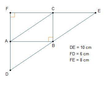 Points A, B, and C are midpoints of the sides of right triangle DEF.

Triangle A B C is inside tri