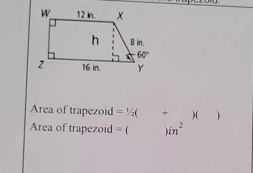 Area of trapezoid fill in ​
