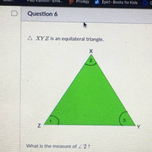 A XYZ is an equilateral triangle.

X
2
3
Z
Y
What is the measure of Z 2?
HURRY AND NO LINKS