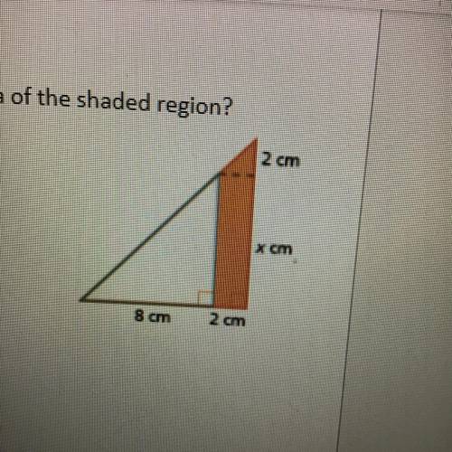 The base and height of a triangle are each extended 2cm. what is the area of the shaded region? exp
