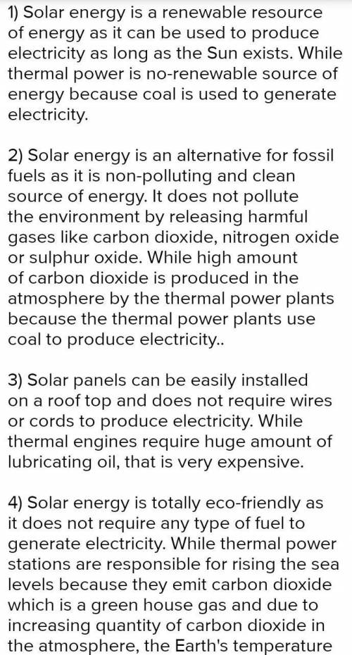 How is solar energy better than thermal power?​