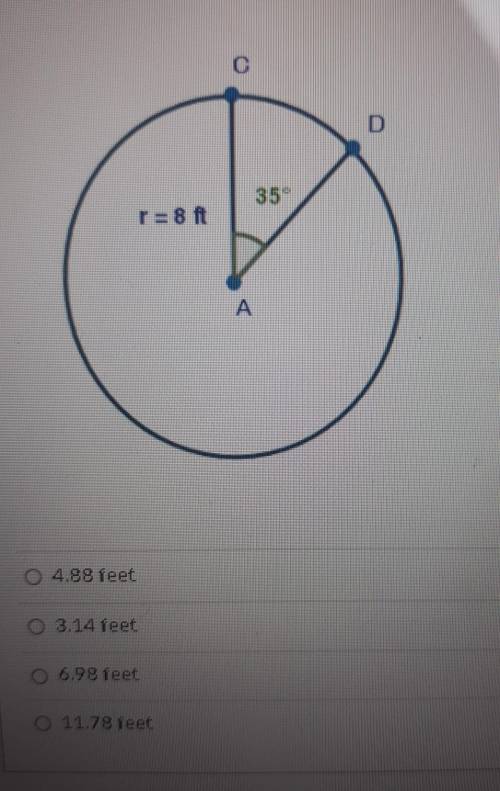 What is the arc length of CD in the circle below? ​