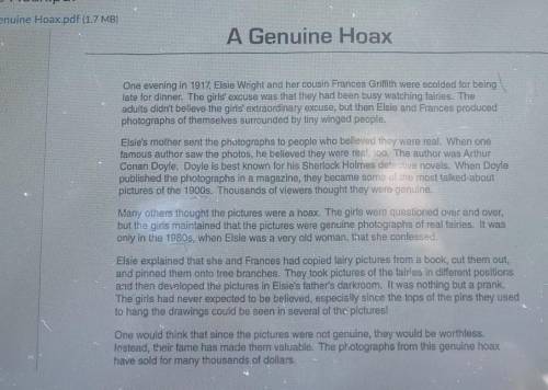 Write three or more sentences that tell what each story is about 8. A Genuine Hoax​