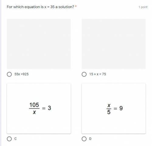 For which equation is x = 35 a solution?