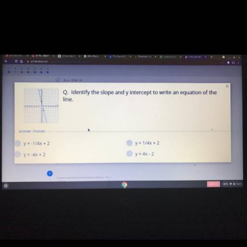 Q. Identify the slope and y intercept to write an equation of the line