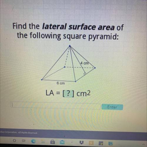 Will give brainliest and 50 points for answer with no link

Find the lateral surface area of
the f