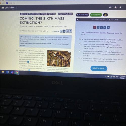 What is the answers for all 5 questions the article name is coming:the sixth mass extinction?

Com