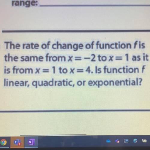 The rate of change of function f is the same from x = -2 to x = 1 as it is from x = 1 to x = 4. Is