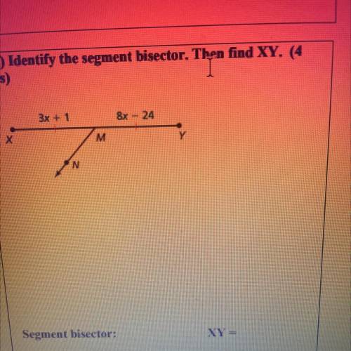 Identify the segment bisector then find XY