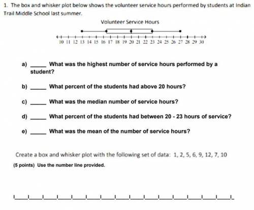 the box and whisker plot below shows the volunteer service hours performed by students at indian tr