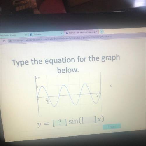 Type the equation for the graph

below.
A
y = [? ] sin([ ]x)
Enter
What is this someone help
