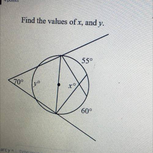 Find the values of x and y.