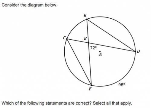 Which of the following statements are correct? Select all that apply.

A) Triangle CFB = Triangle