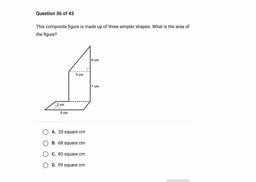 The composite figure is made up of three simpler shapes? what is the area of the figure
