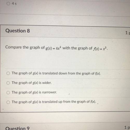 Compare the graph of g(x) = 6x2 with the graph of f(x) = x2.