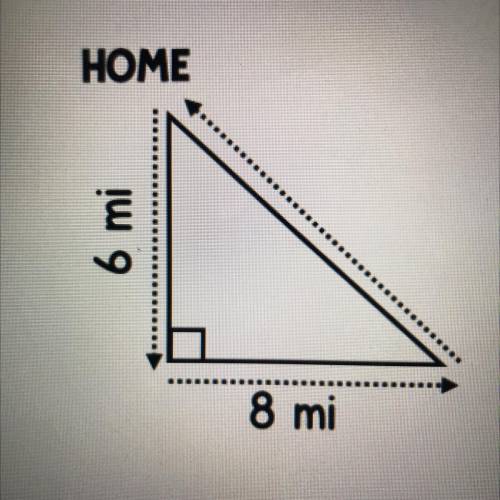 Chuck left his house to ride his bike in a path like the right triangle

shown. How many total mil
