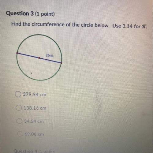 Find the circumference of the circle below. Use 3.14