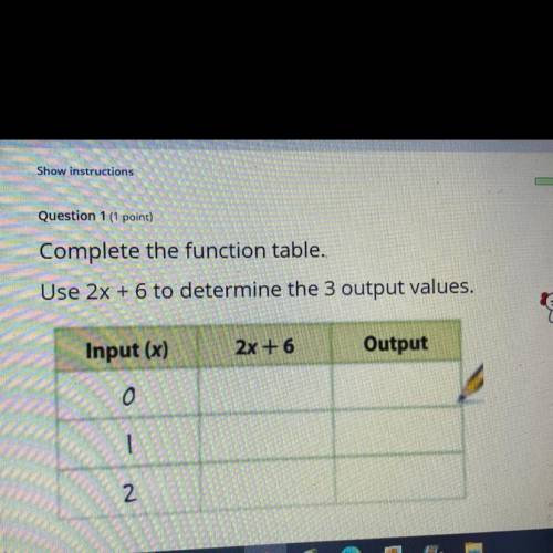 Use 2x + to determine the 3 output values.