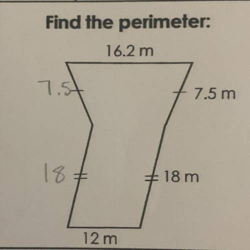find the perimeter of this shape. please & ty:) i need a step-by-step explanation if you can he