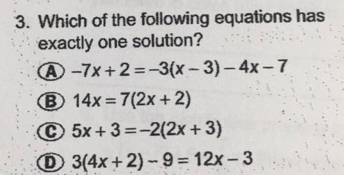 Which of the following equations has exactly one solution?