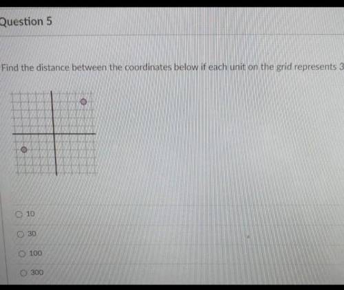 Question 5 1 Find the distance between the coordinates below if each unit on the grid represents 3.
