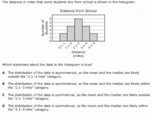 the distance in miles that some students live from schools shown in the histogram.witch statement a