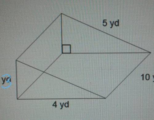 Find the lateral surface area of the prism below in square yards. ​
