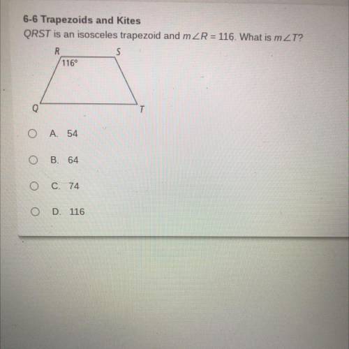 QRST is an isosceles trapezoid and m
