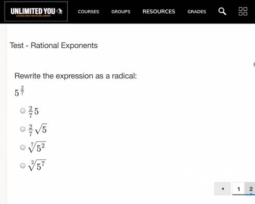 Rewrite the expression as a radical:
5 2over7 
Please help asapppp