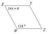 HELP DUE IN 15 MINS! 
Solve for x in the parallelogram below:
X=??