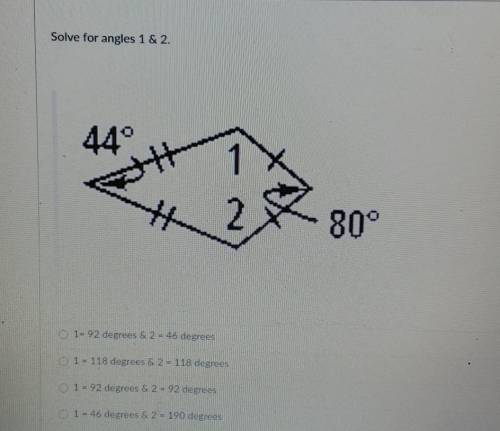 Solve for Angles 1 and 2 please ​
