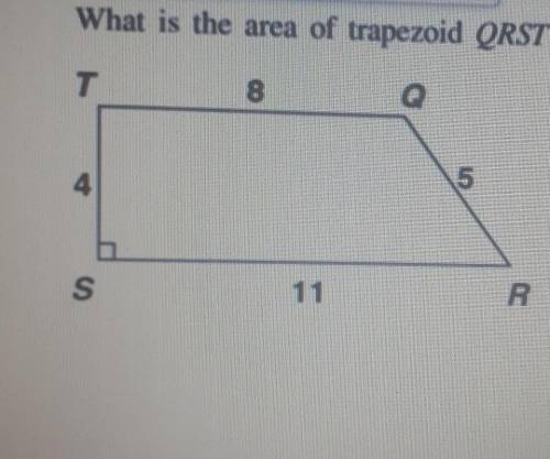 What is the area of trapezoid QRST in square units?(A=1/2h(b1+b2))​