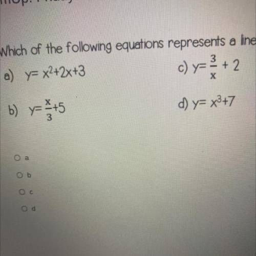 Which of the following equations represents a linear function￼