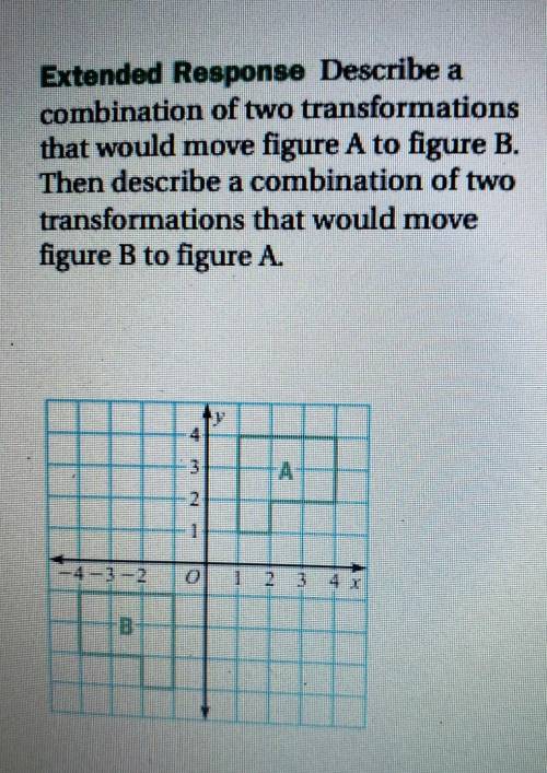 Extended Response Describe a combination of two transformations that would move figure A to figure