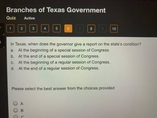 In Texas, when does the governor give a report on the state’s condition?