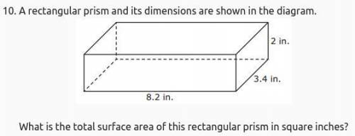 A rectangular prism and its dimensions are shown in the diagram.

What is the total surface area o