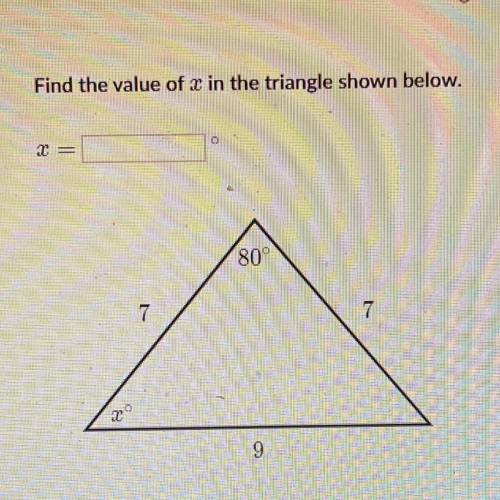 Find the value of x in the triangle below