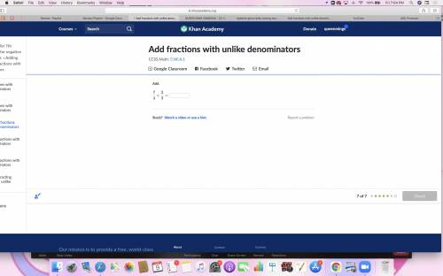 Add fractions with unlike denominators