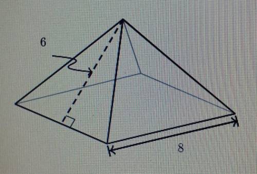 Find the surface area of the square pyramid shown below.​