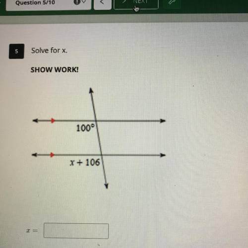 Solve for x using the image (show work)