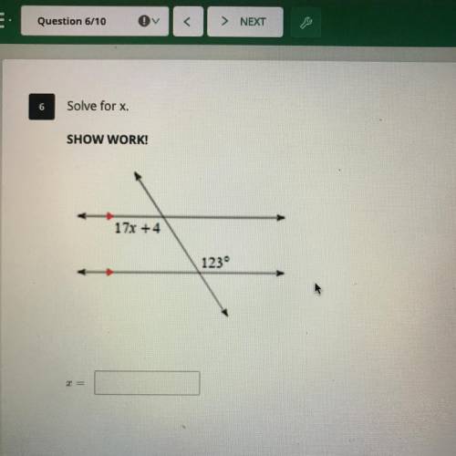 Solve for x and show work.
