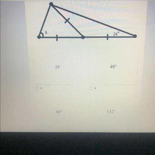 Determine the value of x given the diagram shown below: X. 24