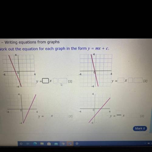 Work out the equation for each graph in the form
y=mx+c
please help !