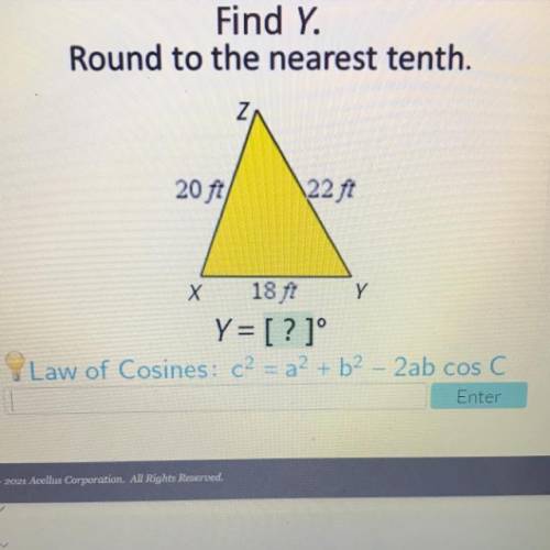 Find Y.
Round to the nearest tenth.