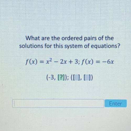 What are the ordered pairs of the

solutions for this system of equations?
f(x) = x2 – 2x + 3; f(x