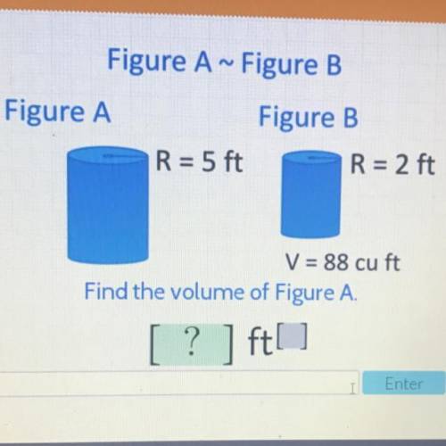 Figure A ~ Figure B

Figure A
Figure B
R = 5 ft
R = 2 ft
V = 88 cu ft
Find the volume of Figure A.