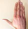 Which description best matches the image below of a hand that is using the

right-hand palm rule?