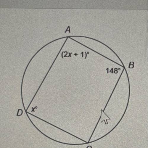 Quadrilateral ABCD is inscribed in this circle
What is the measure of angle A?
