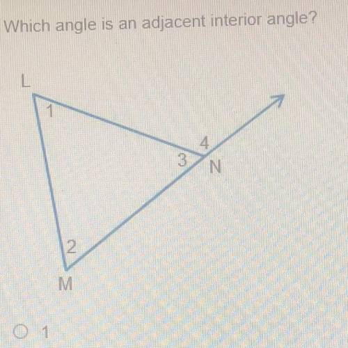 Which angle is an adjacent interior angle?